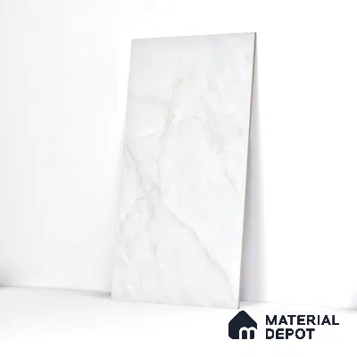 Marble Endless Onyx Wall & Floor Tile TL 06279 Milky White 4 ft x 2 ft Glossy Finish Vitrified Tile - 9 mm | 4 Random Designs | Suitable For Living Room, Bedroom, Dining