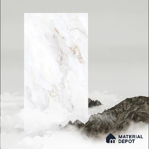 Marble Endless Carrara Wall & Floor Tile TL 06280 Off-White 4 ft x 2 ft Glossy Finish Vitrified Tile - 9 mm | 4 Random Designs | Suitable For Living Room, Bedroom, Dining