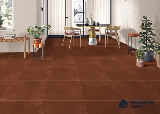 Cement Look Floor Tile TL 06286 F Choco Gem 2 ft x 2 ft Vitrified Matte Finish - 9 mm | (Random 3) | Suitable for Living Room, Bedroom, Bathroom, Kitchen & Balcony