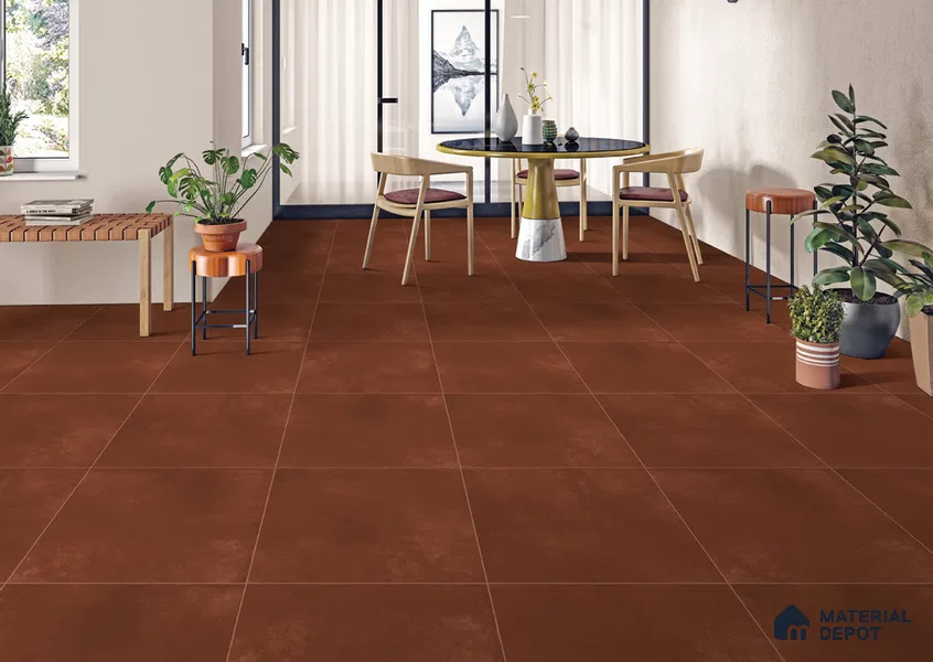Cement Look Floor Tile TL 06286 F Choco Gem 2 ft x 2 ft Vitrified Matte Finish - 9 mm | (Random 3) | Suitable for Living Room, Bedroom, Bathroom, Kitchen & Balcony