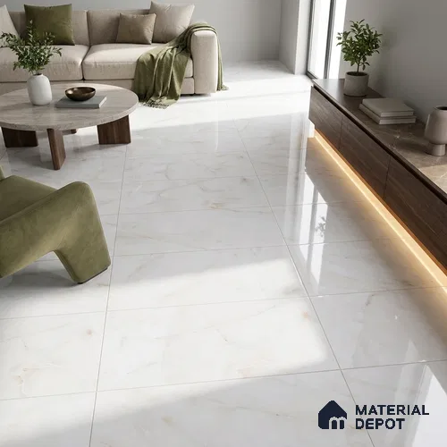 Budget Friendly Marble Onyx Wall & Floor Value For Money Tile TL 06289 Warm White 4 ft x 2 ft Glossy Finish Vitrified Tile - 9 mm | Suitable For Living Room, Bedroom, Dining