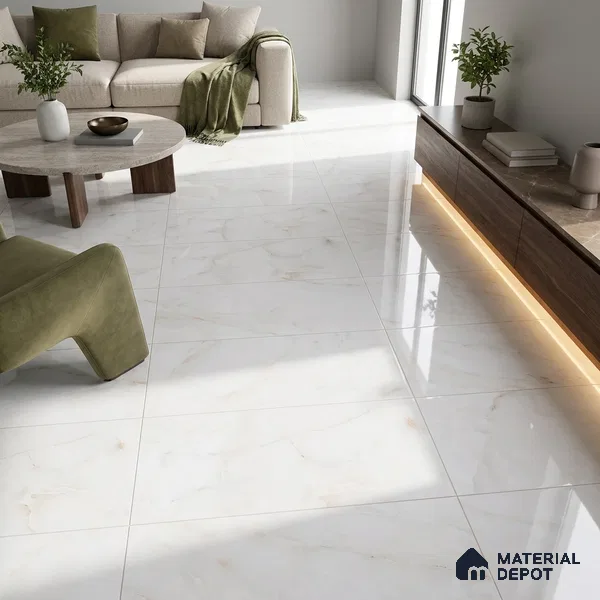 Budget Friendly Marble Onyx Wall & Floor Value For Money Tile TL 06289 Warm White 4 ft x 2 ft Glossy Finish Vitrified Tile - 9 mm | Suitable For Living Room, Bedroom, Dining