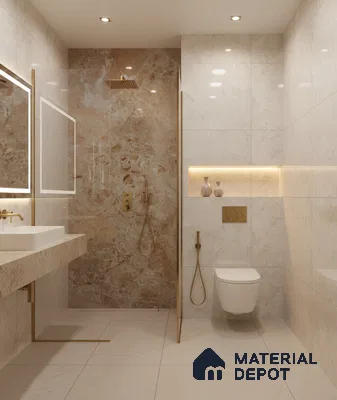 Budget Friendly Marble Wall & Floor Tile Value for Money TL 06290 Ivory Dream 4 ft x 2 ft - Vitrified Glossy Finish -9 mm | Suitable for Living Room, Bedroom & Bathroom (Sample)