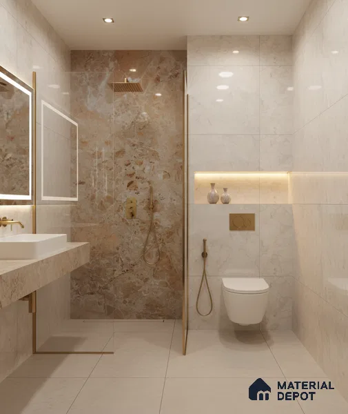 Budget Friendly Marble Wall & Floor Tile Value for Money TL 06290 Ivory Dream 4 ft x 2 ft - Vitrified Glossy Finish -9 mm | Suitable for Living Room, Bedroom & Bathroom (Sample)