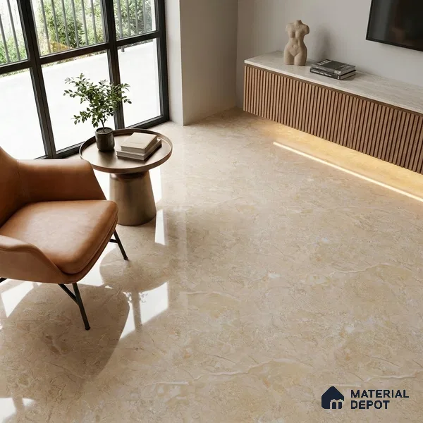 Budget Friendly Marble Emperador Wall & Floor Value For Money Tile TL 06293 Oak Brown 4 ft x 2 ft Glossy Finish Vitrified Tile - 9 mm | Suitable For Living Room, Bedroom, Dining