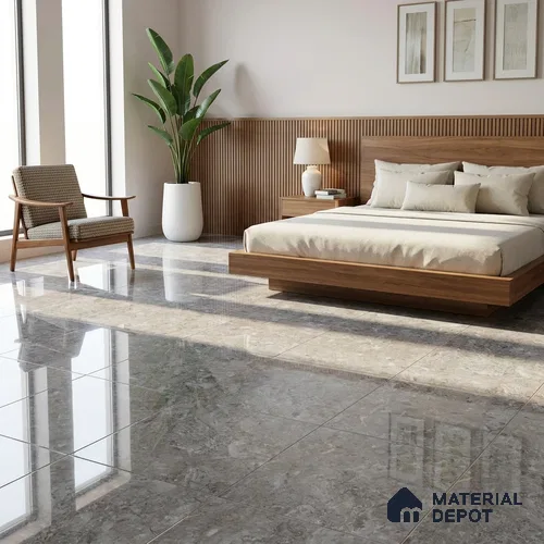 Budget Friendly Marble Wall & Floor Tile Value for Money TL 06295 Chestnut Brown 4 ft x 2 ft - Vitrified Glossy Finish -9 mm | Suitable for Living Room, Bedroom & Bathroom