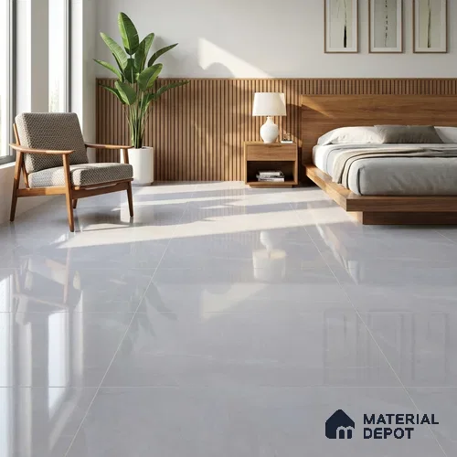 Budget Friendly Marble Wall & Floor Tile Value for Money TL 06299 Moonlight White 4 ft x 2 ft - Vitrified Glossy Finish -9 mm | Suitable for Living Room, Bedroom & Bathroom