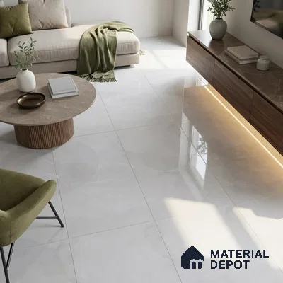 Budget Friendly Marble Carrara Wall & Floor Value For Money Tile TL 06299 Cool White 4 ft x 2 ft Glossy Finish Vitrified Tile - 9 mm | Suitable For Living Room, Bedroom, Dining
