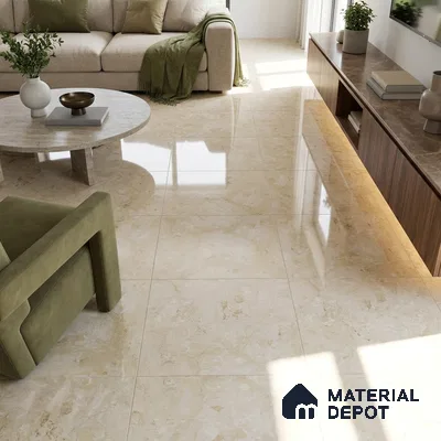 Budget Friendly Marble Crema Marfil Wall & Floor Value For Money Tile TL 06300 Sand Beige 4 ft x 2 ft Glossy Finish Vitrified Tile - 9 mm | Suitable For Living Room, Bedroom, Dining