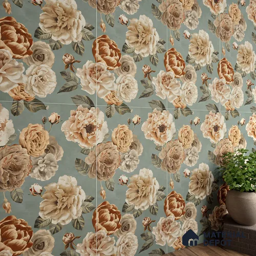 Floral Wall Tile TL 06306 C Florelle Rustic Petal 4 ft x 2 ft Vitrified Lustera Effect Feather Feel Matte Finish - 9 mm | Suitable for Bathroom, Accent/Feature Wall, Dining Area