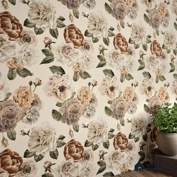 Floral Wall Tile TL 06306 D Florelle Ethereal Petal 4 ft x 2 ft Vitrified Lustera Effect Feather Feel Matte Finish - 9 mm | 2 Random Design | Suitable for Bathroom, Accent/Feature Wall, Dining Area