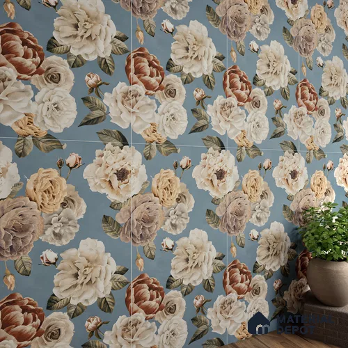Floral Wall Tile TL 06306 E Florelle Reverie Petal 4 ft x 2 ft Vitrified Lustera Effect Feather Feel Matte Finish - 9 mm | Suitable for Bathroom, Accent/Feature Wall, Dining Area