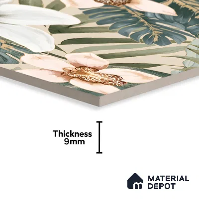 Tropical Wall Tile TL 06306 F Florelle Tropical Paradise 4 ft x 2 ft Vitrified Lustera Effect Feather Feel Matte Finish - 9 mm |  2 Random Design | Suitable for Bathroom, Accent/Feature Wall, Foyer