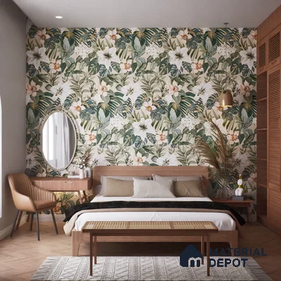 Tropical Wall Tile TL 06306 F Florelle Tropical Paradise 4 ft x 2 ft Vitrified Lustera Effect Feather Feel Matte Finish - 9 mm |  2 Random Design | Suitable for Bathroom, Accent/Feature Wall, Foyer