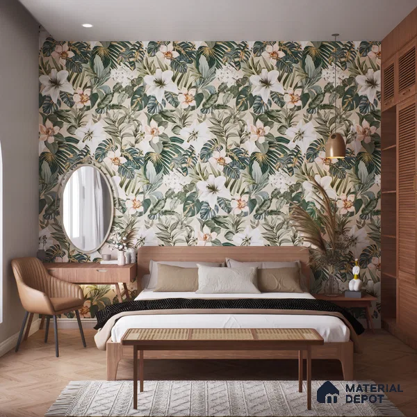 Tropical Wall Tile TL 06306 F Florelle Tropical Paradise 4 ft x 2 ft Vitrified Lustera Effect Feather Feel Matte Finish - 9 mm |  2 Random Design | Suitable for Bathroom, Accent/Feature Wall, Foyer