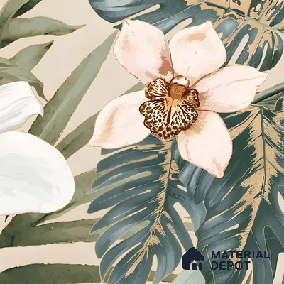 Tropical Wall Tile TL 06306 F Florelle Tropical Paradise 4 ft x 2 ft Vitrified Lustera Effect Feather Feel Matte Finish - 9 mm |  2 Random Design | Suitable for Bathroom, Accent/Feature Wall, Foyer