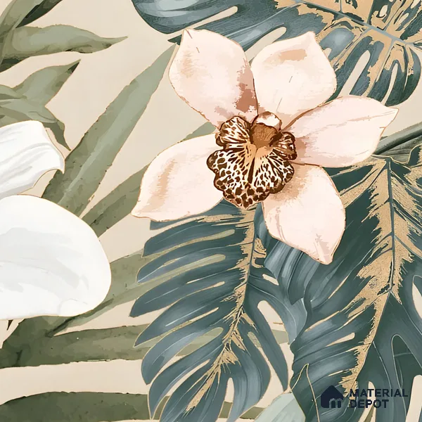 Tropical Wall Tile TL 06306 F Florelle Tropical Paradise 4 ft x 2 ft Vitrified Lustera Effect Feather Feel Matte Finish - 9 mm |  2 Random Design | Suitable for Bathroom, Accent/Feature Wall, Foyer