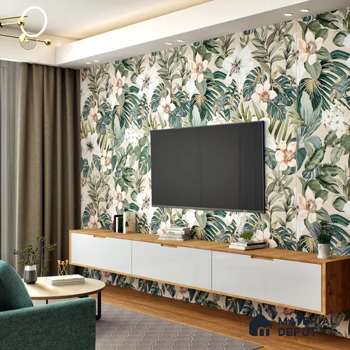 Tropical Wall Tile TL 06306 F Florelle Tropical Paradise 4 ft x 2 ft Vitrified Lustera Effect Feather Feel Matte Finish - 9 mm | 2 Random Design | Suitable for Bathroom, Accent/Feature Wall, Foyer