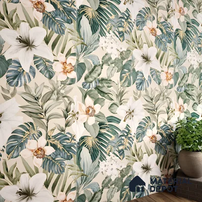 Tropical Wall Tile TL 06306 F Florelle Tropical Paradise 4 ft x 2 ft Vitrified Lustera Effect Feather Feel Matte Finish - 9 mm |  2 Random Design | Suitable for Bathroom, Accent/Feature Wall, Foyer