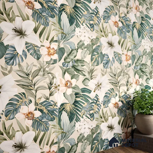 Tropical Wall Tile TL 06306 F Florelle Tropical Paradise 4 ft x 2 ft Vitrified Lustera Effect Feather Feel Matte Finish - 9 mm | Suitable for Bathroom, Accent/Feature Wall, Foyer
