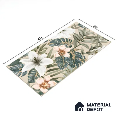 Tropical Wall Tile TL 06306 F Florelle Tropical Paradise 4 ft x 2 ft Vitrified Lustera Effect Feather Feel Matte Finish - 9 mm |  2 Random Design | Suitable for Bathroom, Accent/Feature Wall, Foyer
