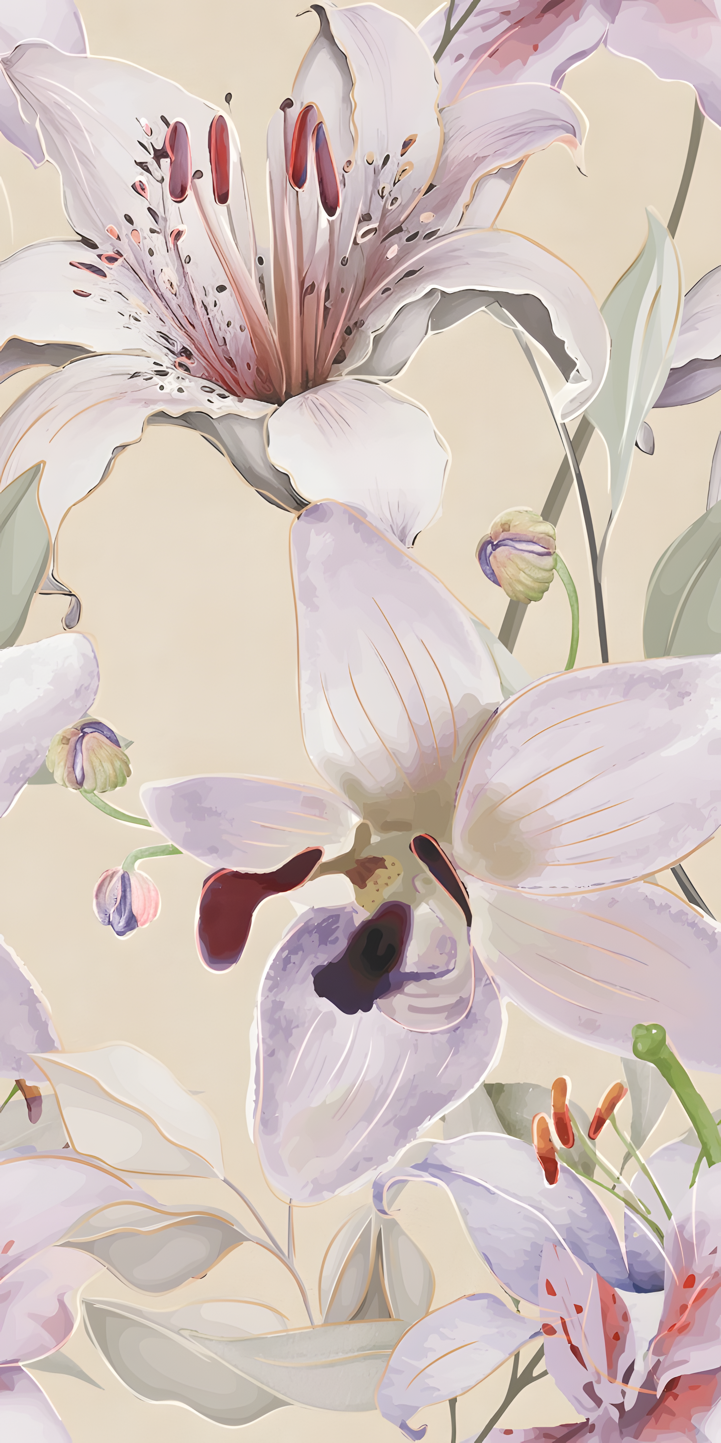 Floral Wall Tile TL 06306 Florelle Lily Grace 4 ft x 2 ft Vitrified Lustera Effect Feather Feel Matte Finish - 9 mm | Suitable for Living Room, Bedroom & Bathroom | Image 1