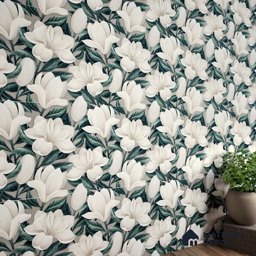 Floral Wall Tile TL 06306 H Florelle Bloom Magnolia 4 ft x 2 ft Vitrified Lustera Effect Feather Feel Matte Finish - 9 mm | Suitable for Bathroom, Accent/Feature Wall, Dining Area