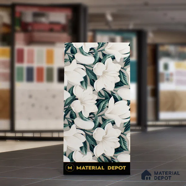 Floral Wall Tile TL 06306 H Florelle Bloom Magnolia 4 ft x 2 ft Vitrified Lustera Effect Feather Feel Matte Finish - 9 mm |  2 Random Design | Suitable for Bathroom, Accent/Feature Wall, Dining Area