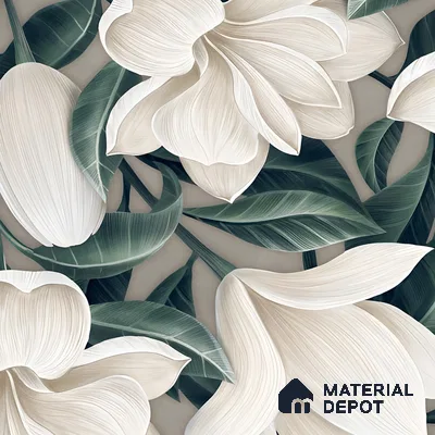 Floral Wall Tile TL 06306 H Florelle Bloom Magnolia 4 ft x 2 ft Vitrified Lustera Effect Feather Feel Matte Finish - 9 mm |  2 Random Design | Suitable for Bathroom, Accent/Feature Wall, Dining Area