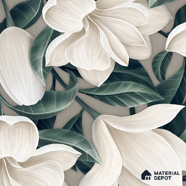 Floral Wall Tile TL 06306 H Florelle Bloom Magnolia 4 ft x 2 ft Vitrified Lustera Effect Feather Feel Matte Finish - 9 mm |  2 Random Design | Suitable for Bathroom, Accent/Feature Wall, Dining Area