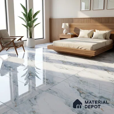 Budget Friendly Marble Wall & Floor Tile Value for Money TL 06310 Ice Luxe 4 ft x 2 ft - Vitrified Glossy Finish -9 mm | Suitable for Living Room, Bedroom & Bathroom