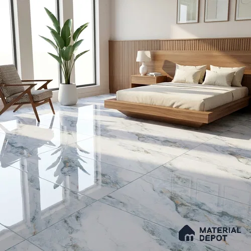 Budget Friendly Marble Wall & Floor Tile Value for Money TL 06310 Ice Luxe 4 ft x 2 ft - Vitrified Glossy Finish -9 mm | Suitable for Living Room, Bedroom & Bathroom