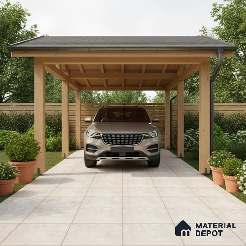 Parking Cement Floor Tile TL 06311 Beige Crema 16 x 16 inch Heavy Duty Glazed Vitirified Tile - 12 mm | Pattern Alignment May Vary | 2-3 mm Spacer is Mandatory