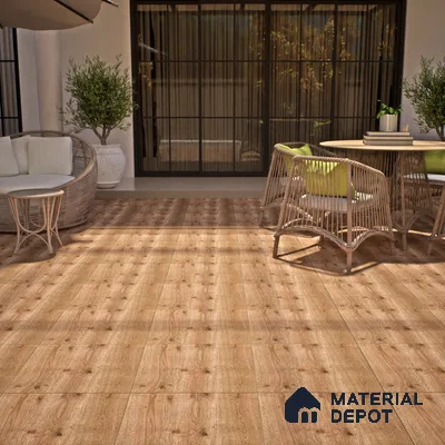 Wood Floor Tile TL 06316 B Ranger Wood 2 ft x 2 ft Vitrified Matte Finish - 9 mm | Suitable for Living Room, Bedroom, Bathroom