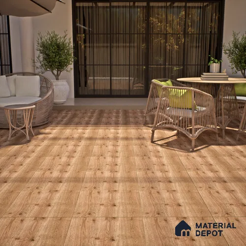 Wood Floor Tile TL 06316 B Ranger Wood 2 ft x 2 ft Vitrified Matte Finish - 9 mm | Suitable for Living Room, Bedroom, Bathroom