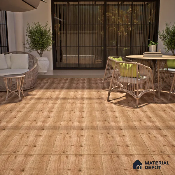 Wood Floor Tile TL 06316 B Ranger Wood 2 ft x 2 ft Vitrified Matte Finish - 9 mm | Suitable for Living Room, Bedroom, Bathroom