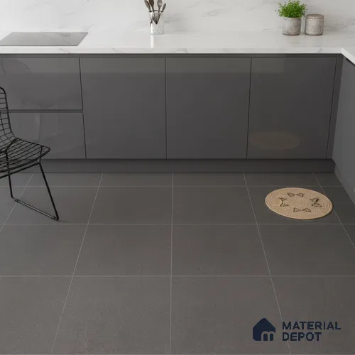 Stone Floor Tile TL 06317 E Prime Earthstone Antracite 2 ft x 2 ft Matte Finish Anti Skid Outdoor Parking Vitrified Tile - 16 mm | Suitable for Parking, Balcony, Terrace & Coutyard