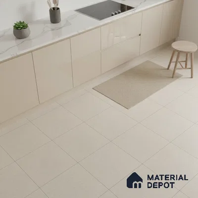 Stone Floor Tile TL 06317 Earthstone Crema 2 ft x 2 ft Matte Finish Anti Skid Outdoor Parking Vitrified Tile - 16 mm  | Suitable for Parking, Balcony, Terrace & Coutyard