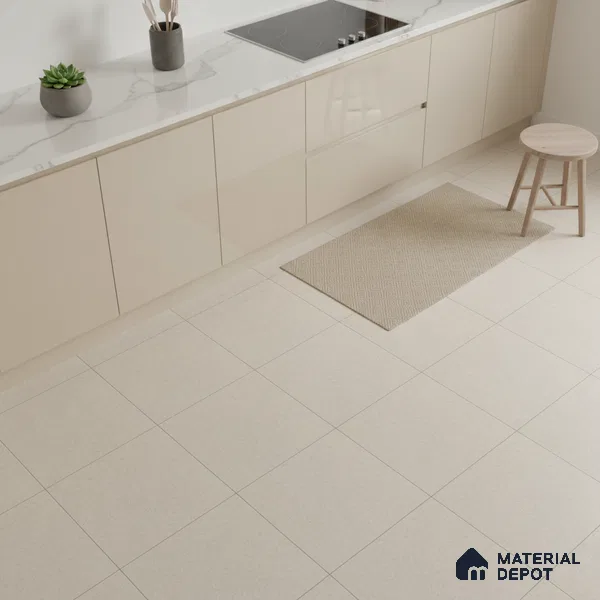 Stone Floor Tile TL 06317 Earthstone Crema 2 ft x 2 ft Matte Finish Anti Skid Outdoor Parking Vitrified Tile - 16 mm | Suitable for Parking, Balcony, Terrace & Coutyard
