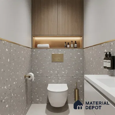Terrazzo Floor & Wall Tile | TL 06318 Smoky Grey | 4 ft x 2 ft Matte Finish Vitrified Tile - 9 mm | Suitable For Living Room, Bedroom, Bathroom