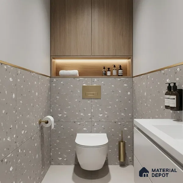 Terrazzo Floor & Wall Tile | TL 06318 Smoky Grey | 4 ft x 2 ft Matte Finish Vitrified Tile - 9 mm | Suitable For Living Room, Bedroom, Bathroom