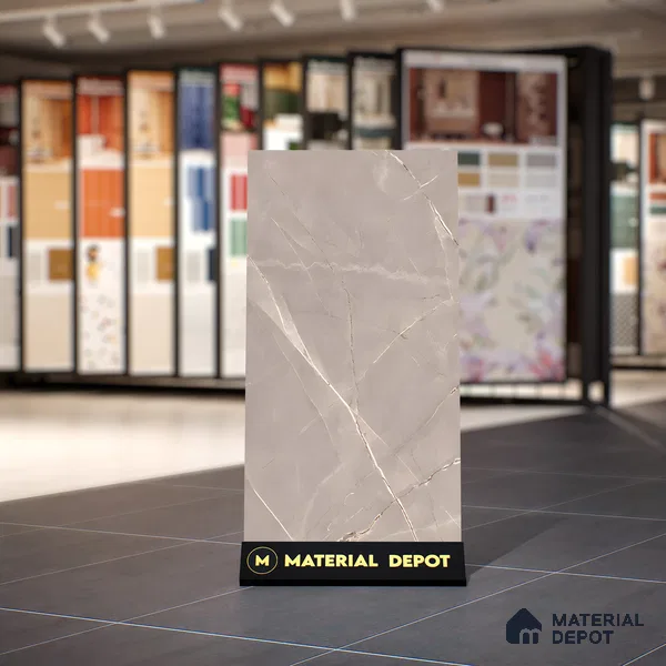 Marble Fior di Bosco Wall & Floor Tile TL 06324 Mushroom Grey 4 ft x 2 ft Matte Finish Vitrified Tile - 9 mm | 4 Random Designs | Suitable For Living Room, Bedroom, Kitchen