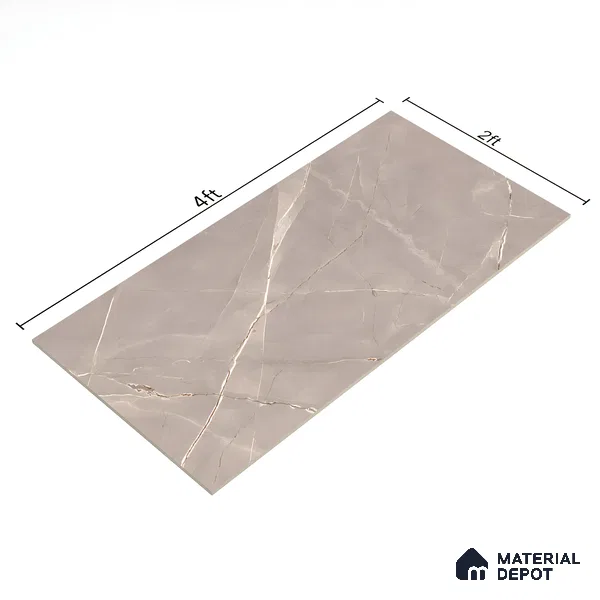 Marble Fior di Bosco Wall & Floor Tile TL 06324 Mushroom Grey 4 ft x 2 ft Matte Finish Vitrified Tile - 9 mm | 4 Random Designs | Suitable For Living Room, Bedroom, Kitchen