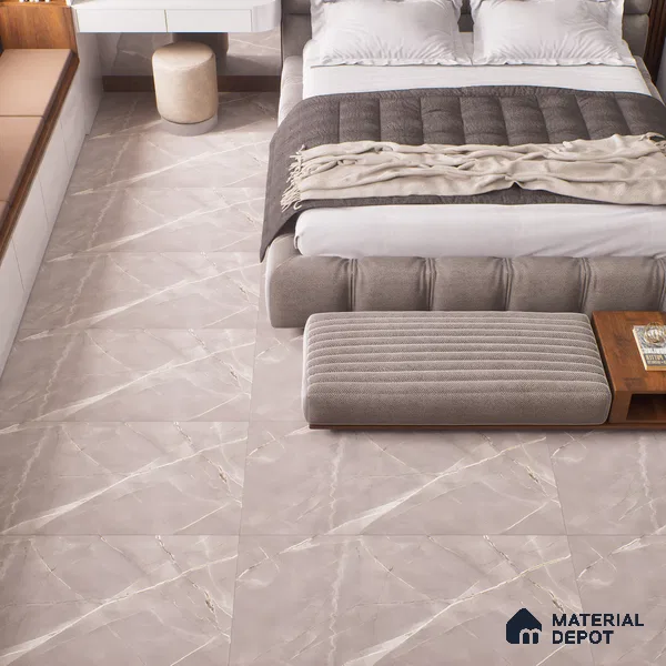 Marble Fior di Bosco Wall & Floor Tile TL 06324 Mushroom Grey 4 ft x 2 ft Matte Finish Vitrified Tile - 9 mm | 4 Random Designs | Suitable For Living Room, Bedroom, Kitchen