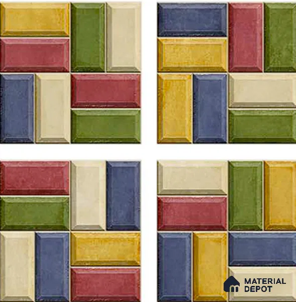 Faux Subway Wall Tile TL 06328 C  Angle Flow 12 inch x 12 inch Ceramic Matte Finish - 9.5 mm | Suitable for Accent / Feature Walls, Bathroom, Kitchen Wall & Backsplashes | Please Expect a Slight Variation of Pattern