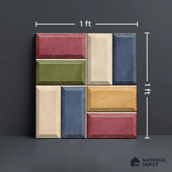 Faux Subway Wall Tile TL 06328 C  Angle Flow 12 inch x 12 inch Ceramic Matte Finish - 9.5 mm | Suitable for Accent / Feature Walls, Bathroom, Kitchen Wall & Backsplashes | Please Expect a Slight Variation of Pattern
