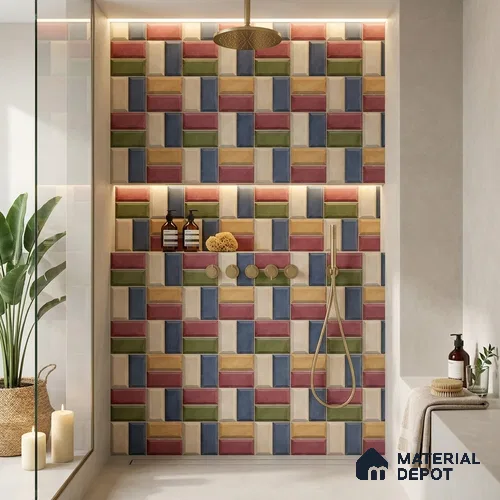 Faux Subway Wall Tile TL 06328 C  Angle Flow 12 inch x 12 inch Ceramic Matte Finish - 9.5 mm | Suitable for Accent / Feature Walls, Bathroom, Kitchen Wall & Backsplashes | Please Expect a Slight Variation of Pattern