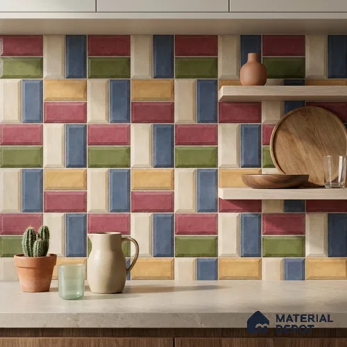 Faux Subway Wall Tile TL 06328 C  Angle Flow 12 inch x 12 inch Ceramic Matte Finish - 9.5 mm | Suitable for Accent / Feature Walls, Bathroom, Kitchen Wall & Backsplashes | Please Expect a Slight Variation of Pattern