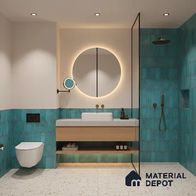 Faux Subway Wall Tile TL 06329  Wave Line 12 inch x 12 inch Ceramic Matte Finish - 9.5 mm | Suitable for Accent / Feature Walls, Bathroom, Kitchen Wall & Backsplashes | Please Expect a Slight Variation of Pattern (Sample)
