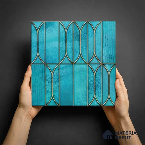 Faux Subway Wall Tile TL 06329 Wave Line 12 inch x 12 inch Ceramic Matte Finish - 9.5 mm | Suitable for Accent / Feature Walls, Bathroom, Kitchen Wall & Backsplashes | Please Expect a Slight Variation of Pattern